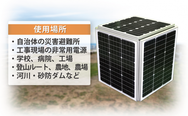 災害時等の電源供給を可能にするキューブ型ソーラー発電蓄電装置「ソーラーキュービクル（仮称）」を開発